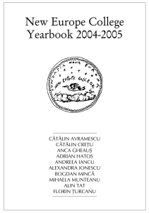 New Europe College Yearbook 2004-2005