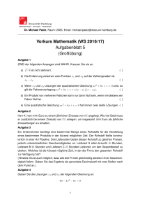 Vorkurs Mathematik (WS 2016/17) Aufgabenblatt 5