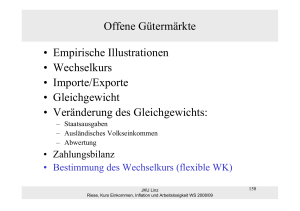 Offene Gütermärkte • Empirische Illustrationen • Wechselkurs