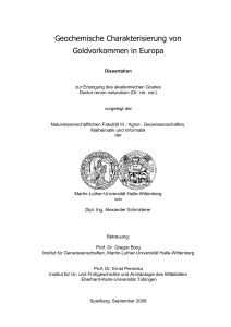 Geochemische Charakterisierung von Goldvorkommen in Europa