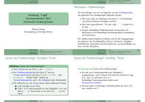 Vorlesung “Logik” Sommersemester 2012 Universität Duisburg