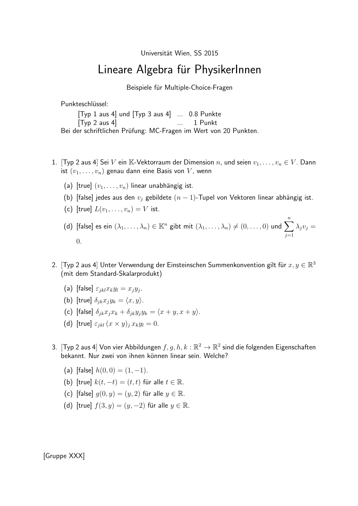 Lineare Algebra Fur Physikerinnen