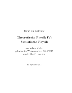 Theoretische Physik IV: Statistische Physik