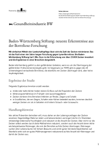 Baden-Württemberg Stiftung: neueste Erkenntnisse aus der