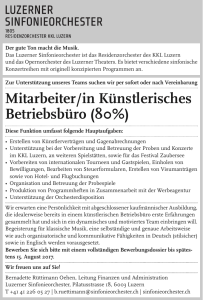 Mitarbeiter/in Künstlerisches Betriebsbüro