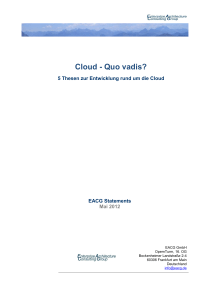 Cloud - Quo vadis?