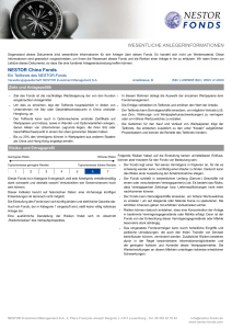 WESENTLICHE ANLEGERINFORMATIONEN NESTOR China Fonds