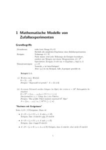 1 Mathematische Modelle von Zufallsexperimenten