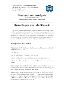 Seminar zur Analysis Grundlagen zur Maßtheorie