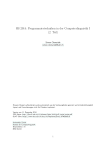 HS 2014: Programmiertechniken in der Computerlinguistik I
