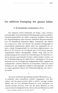 Zur additiven Erzeugung der ganzen Zahlen