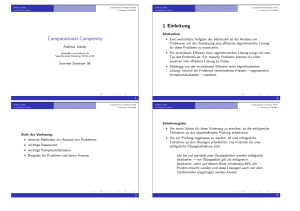 Computational Complexity 1 Einleitung