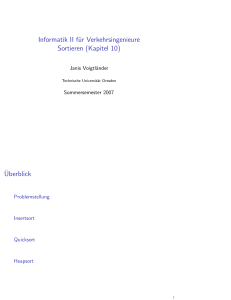 Informatik II für Verkehrsingenieure Sortieren