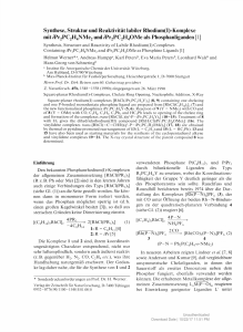 Synthesis, Structure and Reactivity of Labile Rhodium(I