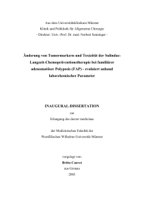 Änderung von Tumormarkern und Toxizität der Sulindac