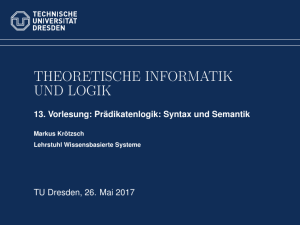 Theoretische Informatik und Logik - 13. Vorlesung