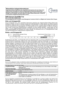 Wesentliche Anlegerinformationen DWS German Small/Mid Cap