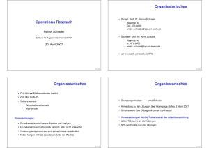 Operations Research Organisatorisches Organisatorisches