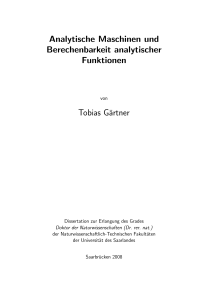 Analytische Maschinen und Berechenbarkeit analytischer