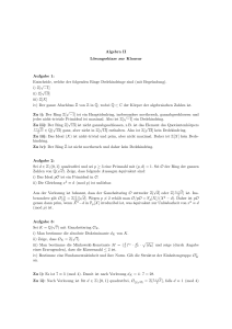 Algebra II Lösungsskizze zur Klausur Aufgabe 1: Entscheide