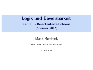 Logik und Beweisbarkeit - Kap. III