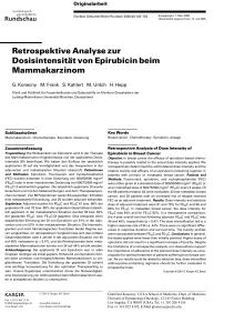 Retrospektive Analyse zur Dosisintensität von Epirubicin beim