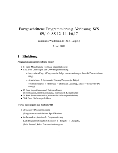 Fortgeschrittene Programmierung Vorlesung WS 09,10