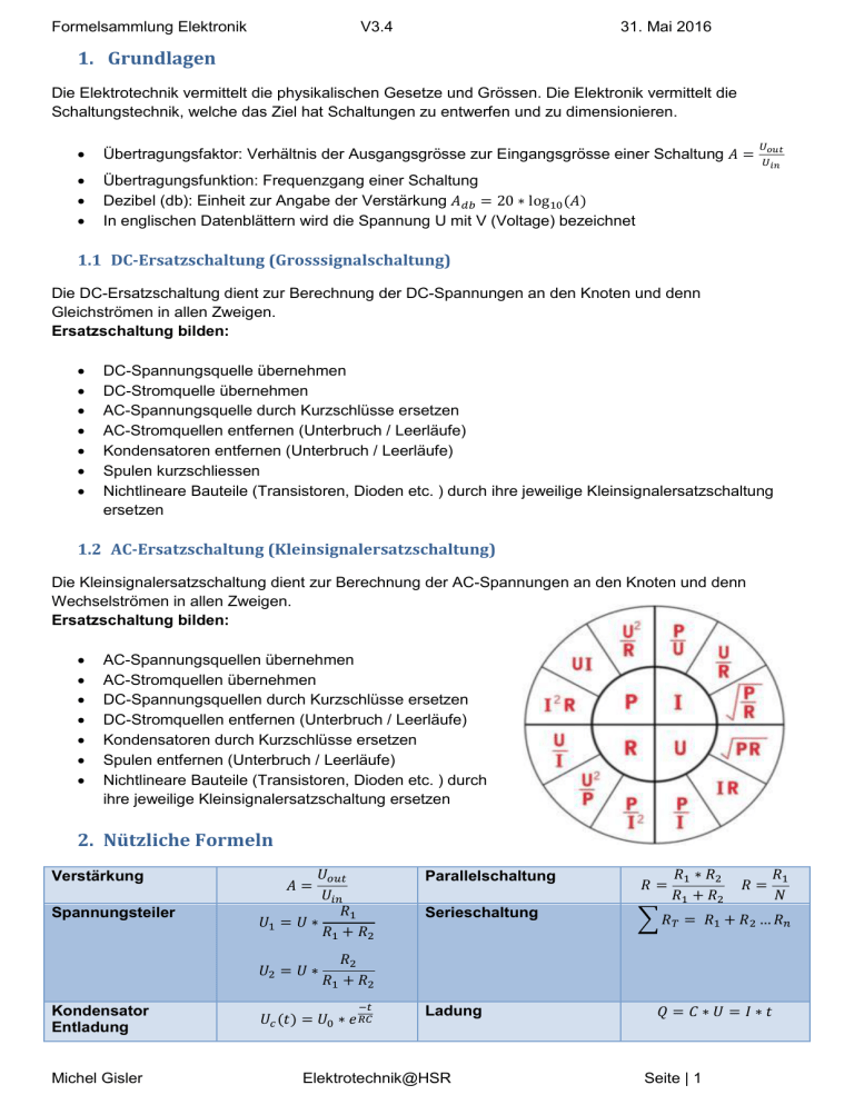 Formelsammlung Elektronik Formelsammlung Elektronik