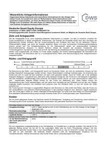 Wesentliche Anlegerinformationen Deutsche Quant Equity