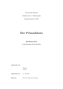 Der Primzahlsatz - informatik.uni-bremen.de