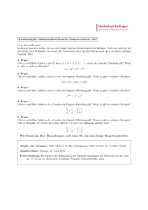 Knobelaufgabe Mathematikwettbewerb, Sommersemester 2017 1