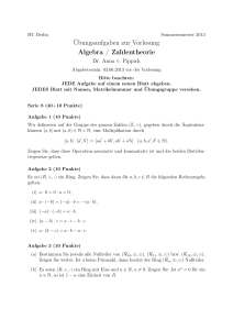 Übungsaufgaben zur Vorlesung Algebra / Zahlentheorie