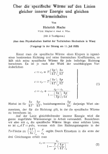 Ober die spezifische Wärme auf den Linien gleicher innerer Energie
