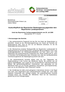 Auskunftspflicht der Bayerischen Staatsregierung