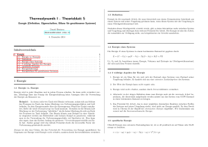 Thermodynamik I - Theorieblatt 5