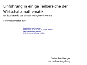 Einführung in einige Teilbereiche der Wirtschaftsmathematik