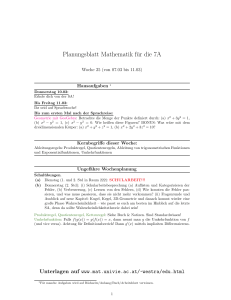 Planungsblatt Mathematik für die 7A