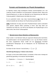 Formeln und Konstanten zur Physik (Kompaktkurs)