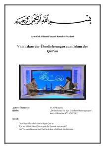 Vom Islam der Überlieferungen zum Islam des Qur - islamic