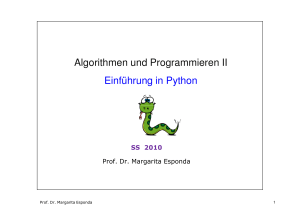 Algorithmen und Programmieren II Einführung in Python