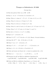 ¨Ubungen zu Zahlentheorie, SS 2008