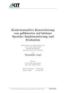 Bachelorarbeit - Cognitive Systems Lab