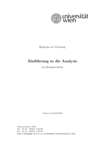 Einführung in die Analysis