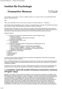 Transactive Memory - Institut für Psychologie