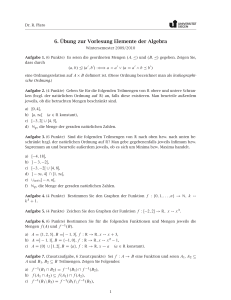 6. Übung zur Vorlesung Elemente der Algebra