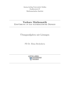 Vorkurs Mathematik Übungsaufgaben mit Lösungen - Justus