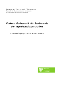 Vorkurs Mathematik - Komplexe Analysis