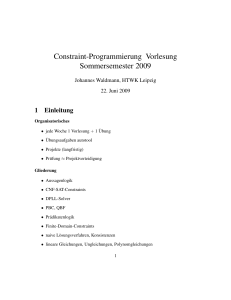 Constraint-Programmierung Vorlesung - IMN/HTWK