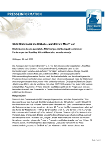 MEG Milch Board stellt Studie „Marktreview Milch“ vor