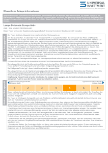 Wesentliche Anlegerinformationen Lampe Dividende Europa Aktiv